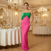 Colorblock Strapless Maxi Evening Gown