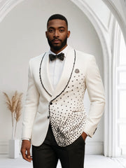 Luxury Men’s Slim Fit Rhinestone Bead Suit – Wedding, Prom & Red Carpet Style