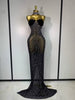 Luxury Rhinestone Transparent Mesh Maxi Dress