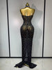 Luxury Rhinestone Transparent Mesh Maxi Dress