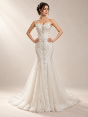 Hand-Beaded Strapless Mermaid Bridal Gown — RTW-50003 — full-length front