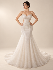 Hand-Beaded Cutout Mermaid Bridal Gown — VVAP-17 — full-length front
