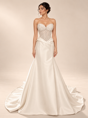 Beaded Corset Satin Bridal Gown — VVAP-89, studio view 1