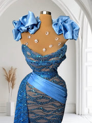 Ocean Muse – Long Blue Dress with Unique Neckline