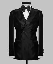 Double-Breasted Silk Two-Piece Tuxedo – Men’s Formal & Wedding Suit