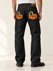 Men Evisu Selvedge Baggy Jeans With Seagull Logo