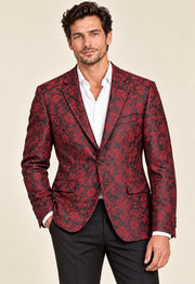 Men Jacquard Floral Blazer