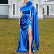 Ocean Elegance" Blue Silk Evening Gown