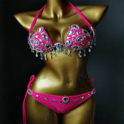 Vacation Vibes Tassel Diamond Bikini Set