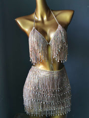 Glimmer Fringe Bikini Set – Luxury Rhinestone Swimwear with Flirty Fringe Accents