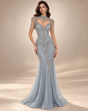 Vivienne crystal keyhole gown in ice blue