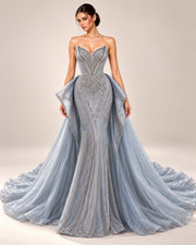Isadora sculpted crystal gown blue AI styled image