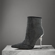 Custom Handmade Luxurious Rhinestone Boots – Ladies High Heel Boots