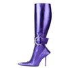 Winter Knee High Boots for Women Ankle Buckle Stilettos with Zipper