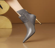 Chelsea Boots – Pointed Toe Zip High Heels with Horsehair Patchwork