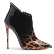 Leopard Patent Leather Stiletto High Heel Ankle Boots