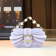 Trendy Small Square Crossbody Bag – Acrylic Chain & Pearl Details