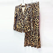 Velvet Leopard Print Suit – Blazer & Pants Set for Women