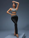 Rhinestone Top & Bandage Maxi Skirt Set