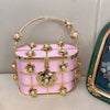 Luxury Designer Hollow Evening Bag – Golden Metal & Pearl Clutch