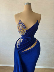 Sapphire Grace – Long Blue Dress with Embellished Bodice