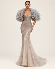 LD11466 Champagne couture gown cream studio