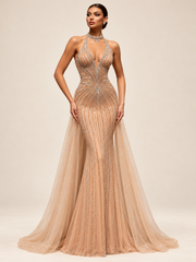 LD11489 Champagne special occasion gown cream studio