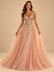LD11533 Peach Champagne couture gown cream studio