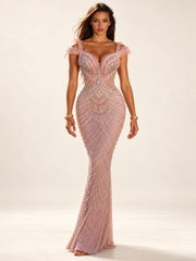 LD11576 Blush Pink couture gown cream studio
