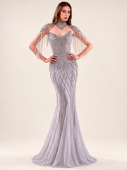 LD11692 Silver couture gown studio view 1