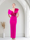 Poster Girls Gala Dinner Dress  with Satin and Off-Shoulder Detail