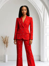 Power Muse" One-Button Fitted Blazer & Flare Trousers Set