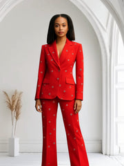 Power Muse" One-Button Fitted Blazer & Flare Trousers Set