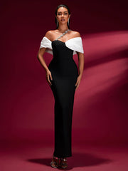 Crystal-Embellished Off-Shoulder Bandage Dress
