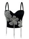 Flower Tassel Fishbone Semi-Transparent Crop Top