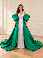 Emerald & Silver Sculpted Gown