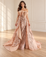 Rose Gold Sculpted Beaded Gown