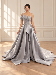Silver Sculpted Corset Ballgown