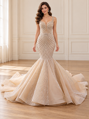 Beaded Corset Mermaid Gown