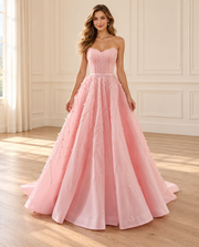 Blush Beaded Corset A-Line Gown