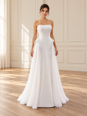 Ivory Strapless Draped Gown