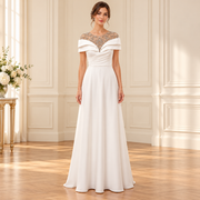 Ivory Beaded Illusion A-Line Gown