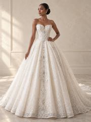 Embroidered Shimmer Corset Ballgown — front view