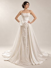 Floral Lace & Satin Mermaid Bridal Gown — VVAP-14 — full-length front