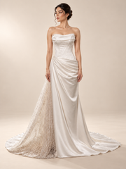 Draped Satin & Lace Bridal Gown — VVAP-157 — editorial view 3