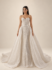 Crystal Mermaid Bridal Gown with Detachable Overskirt — VNCC-673, studio view 1