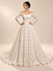 Off-Shoulder Lace Bridal Gown — VNCXM-V16, studio view 1