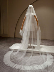 Gathered Two-Tier Cathedral Bridal Veil — view 1