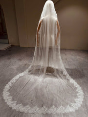 Floral Lace Cathedral Bridal Veil — view 1