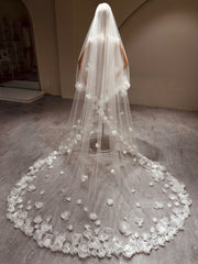 Floral Crystal Two-Tier Bridal Veil — view 1